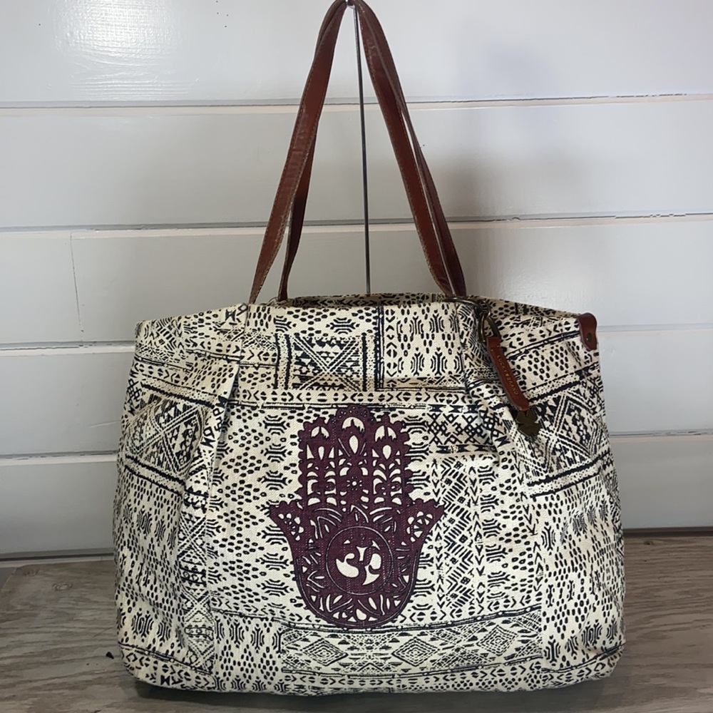 Lucky Brand Henna canvas tote with leather handles